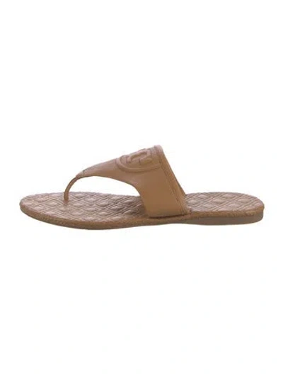 Pre-owned Tory Burch Leather Slides In Neutral