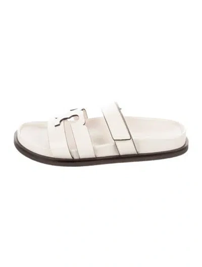 Pre-owned Tory Burch Leather Slides In Neutral