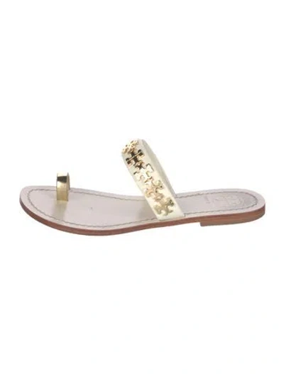 Pre-owned Tory Burch Leather Slides In Neutral