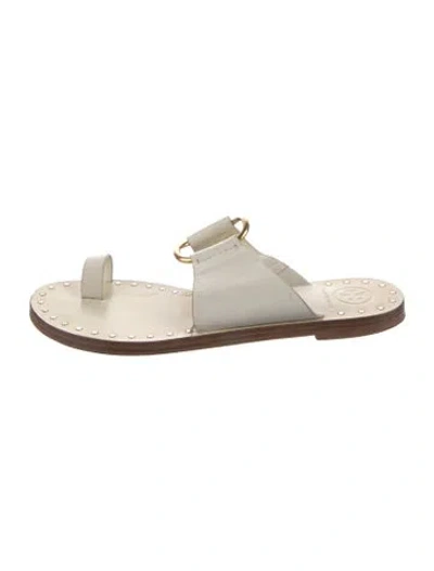 Pre-owned Tory Burch Leather Slides In Neutral