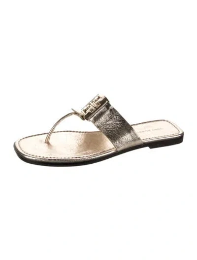 Pre-owned Tory Burch Leather Slides In Neutral