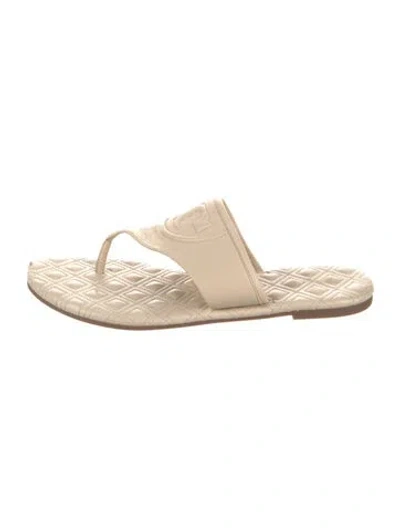 Pre-owned Tory Burch Leather Slides In Neutral