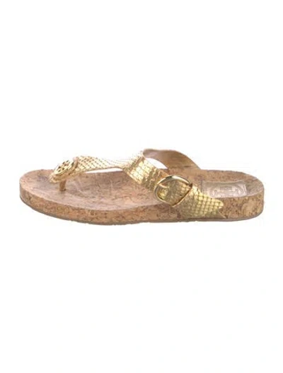 Pre-owned Tory Burch Leather Slides In Neutral