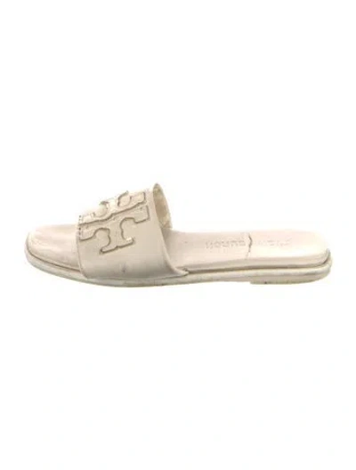 Pre-owned Tory Burch Leather Slides In Neutral