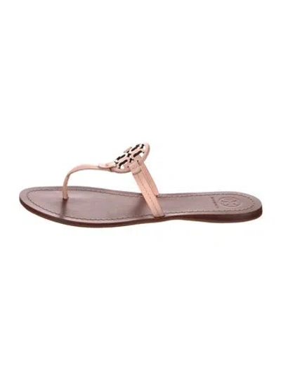 Pre-owned Tory Burch Leather Slides In Neutral