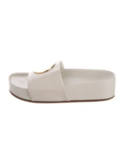 Pre-owned Tory Burch Leather Slides In Neutral
