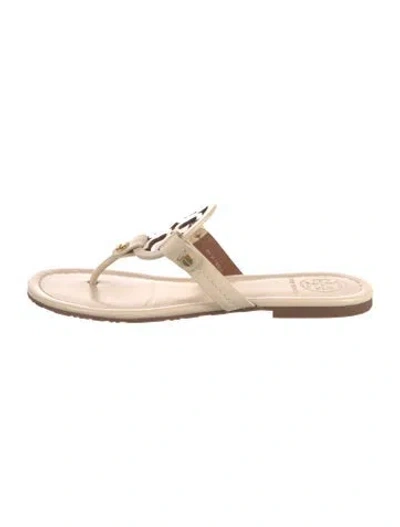 Pre-owned Tory Burch Leather Slides In Neutral