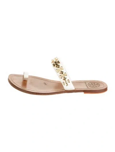 Pre-owned Tory Burch Leather Slides In Neutral