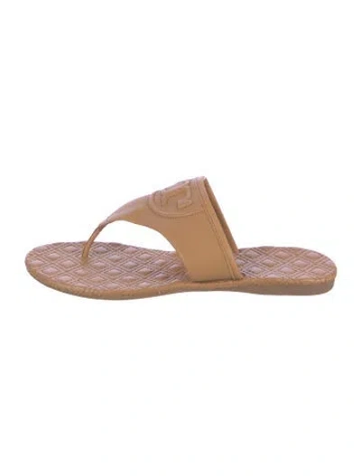 Pre-owned Tory Burch Leather Slides In Neutral