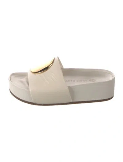 Pre-owned Tory Burch Leather Slides In Neutral