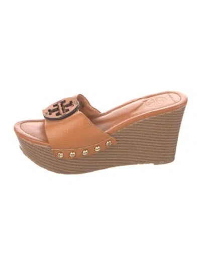 Pre-owned Tory Burch Leather Slides In Neutral