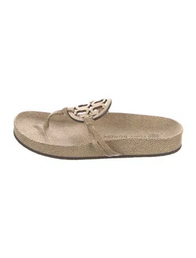 Pre-owned Tory Burch Leather Slides In Neutral
