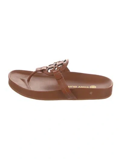 Pre-owned Tory Burch Leather Slides In Neutral