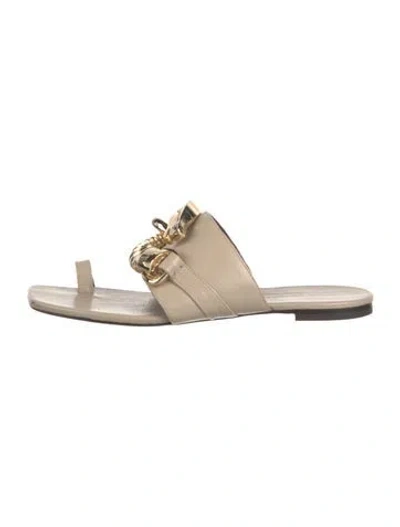 Pre-owned Tory Burch Leather Slides In Neutral
