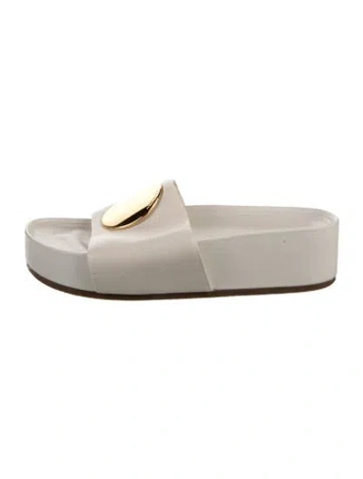 Pre-owned Tory Burch Leather Slides In Neutral
