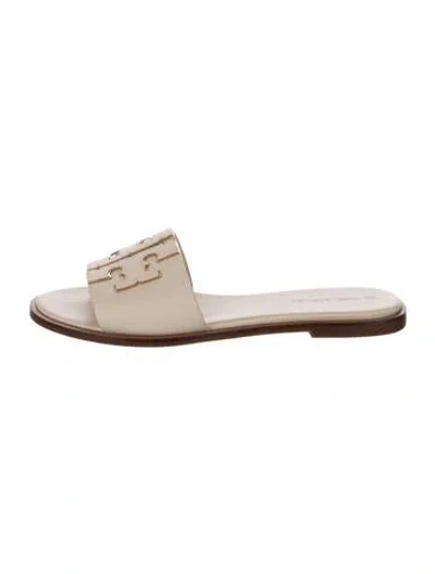 Pre-owned Tory Burch Leather Slides In Neutral