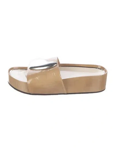 Pre-owned Tory Burch Leather Slides In Neutral