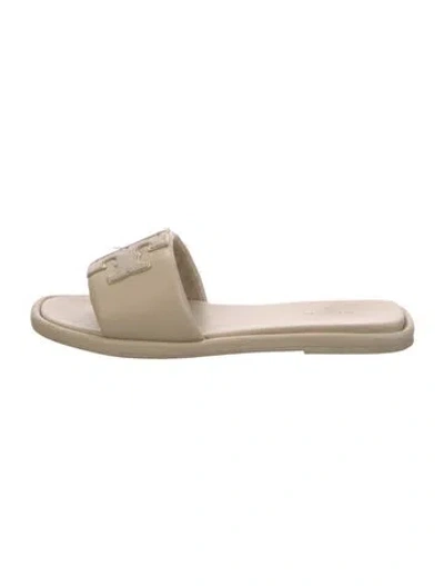 Pre-owned Tory Burch Leather Slides In Neutral