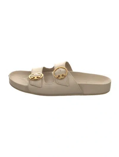 Pre-owned Tory Burch Leather Slides In Neutral