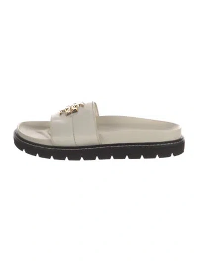 Pre-owned Tory Burch Leather Slides In Neutral