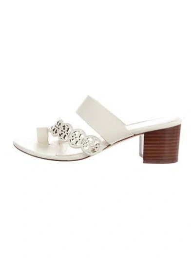Pre-owned Tory Burch Leather Slides In Neutrals