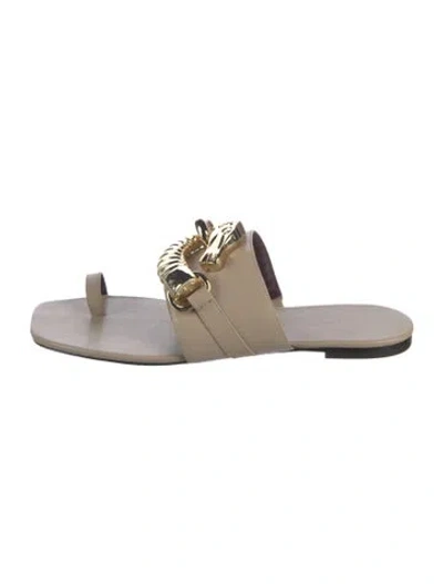 Pre-owned Tory Burch Leather Slides In Neutrals