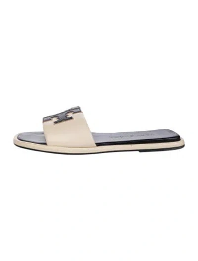 Pre-owned Tory Burch Leather Slides In Neutrals