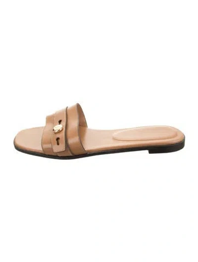 Pre-owned Tory Burch Leather Slides In Neutrals
