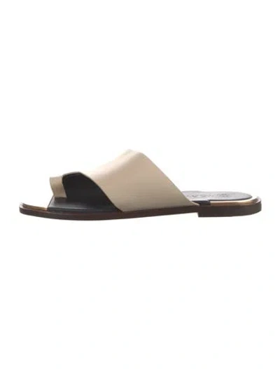 Pre-owned Tory Burch Leather Slides In Neutrals