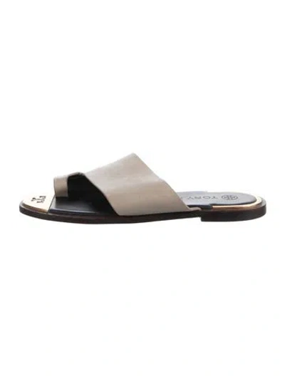 Pre-owned Tory Burch Leather Slides In Neutrals