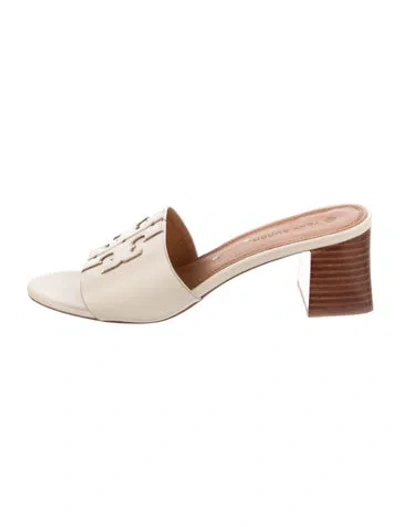 Pre-owned Tory Burch Leather Slides In Neutrals