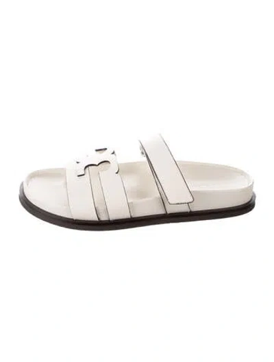 Pre-owned Tory Burch Leather Slides In Neutrals