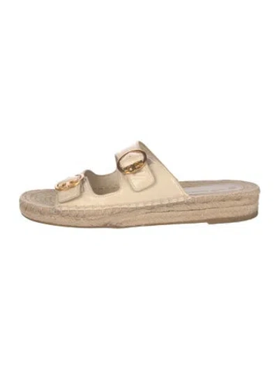 Pre-owned Tory Burch Leather Slides In Neutrals