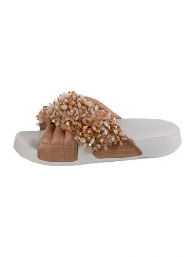 Pre-owned Tory Burch Leather Slides In Neutrals