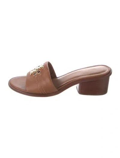 Pre-owned Tory Burch Leather Slides In Neutrals