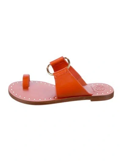 Pre-owned Tory Burch Leather Slides In Orange