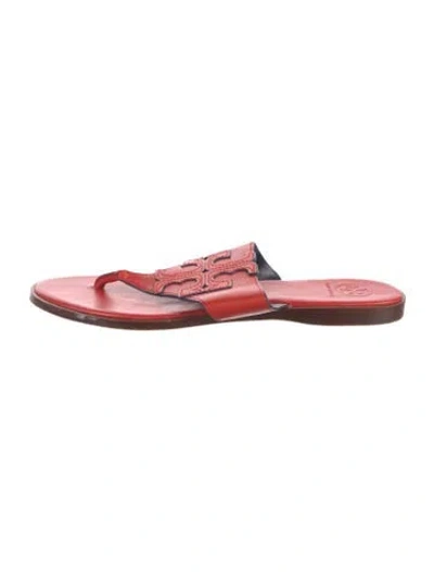 Pre-owned Tory Burch Leather Slides In Orange