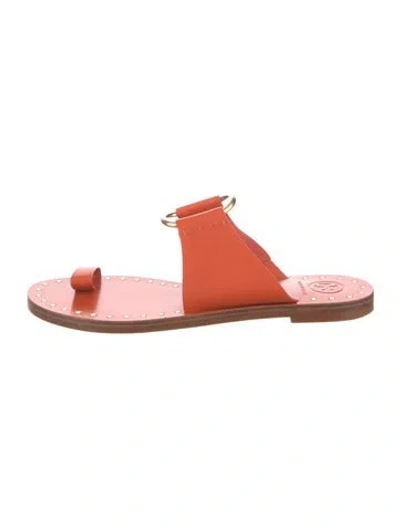 Pre-owned Tory Burch Leather Slides In Orange