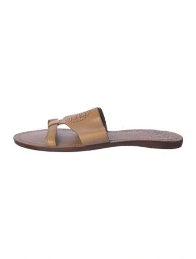 Pre-owned Tory Burch Leather Slides In Pink