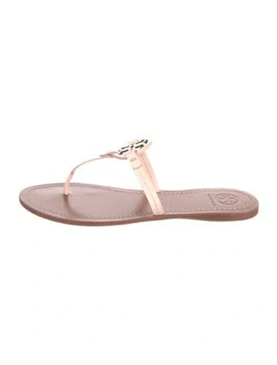 Pre-owned Tory Burch Leather Slides In Pink