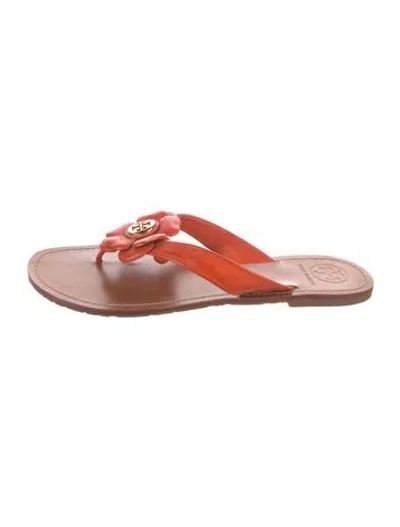 Pre-owned Tory Burch Leather Slides In Pink