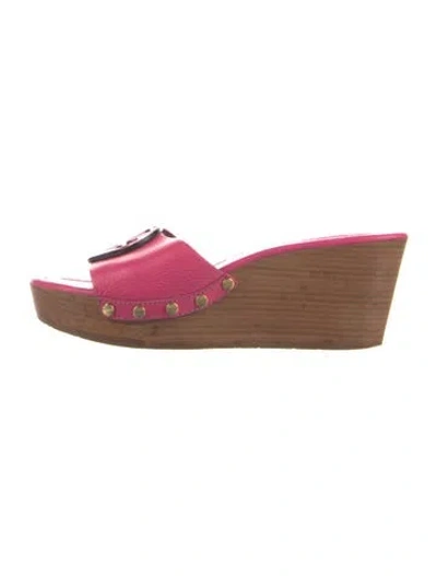 Pre-owned Tory Burch Leather Slides In Pink