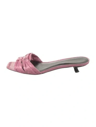 Pre-owned Tory Burch Leather Slides In Pink