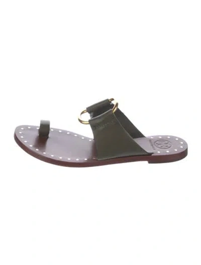 Pre-owned Tory Burch Leather Slides In Purple