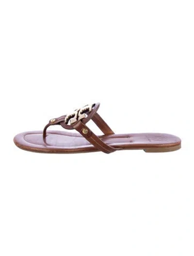 Pre-owned Tory Burch Leather Slides In Purple