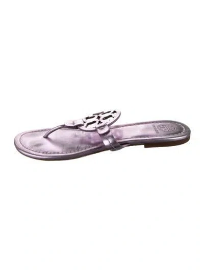 Pre-owned Tory Burch Leather Slides In Purple