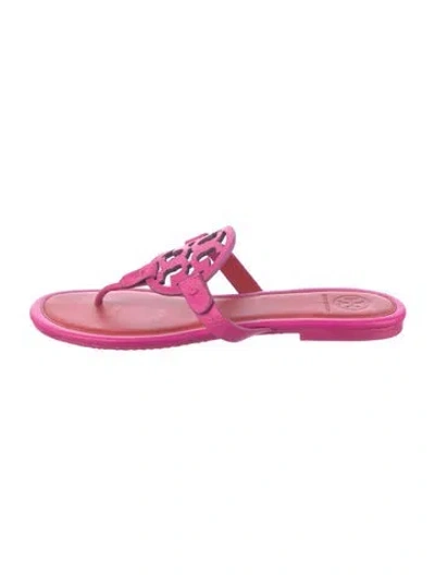 Pre-owned Tory Burch Leather Slides In Purple