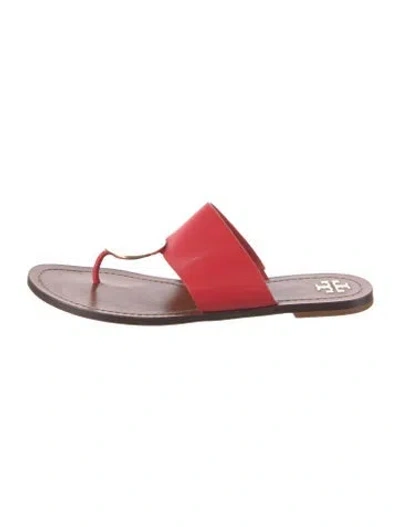 Pre-owned Tory Burch Leather Slides In Red