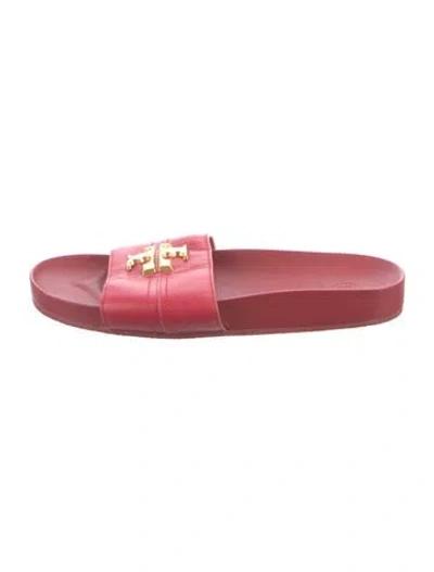 Pre-owned Tory Burch Leather Slides In Red