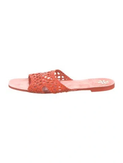 Pre-owned Tory Burch Leather Slides In Red